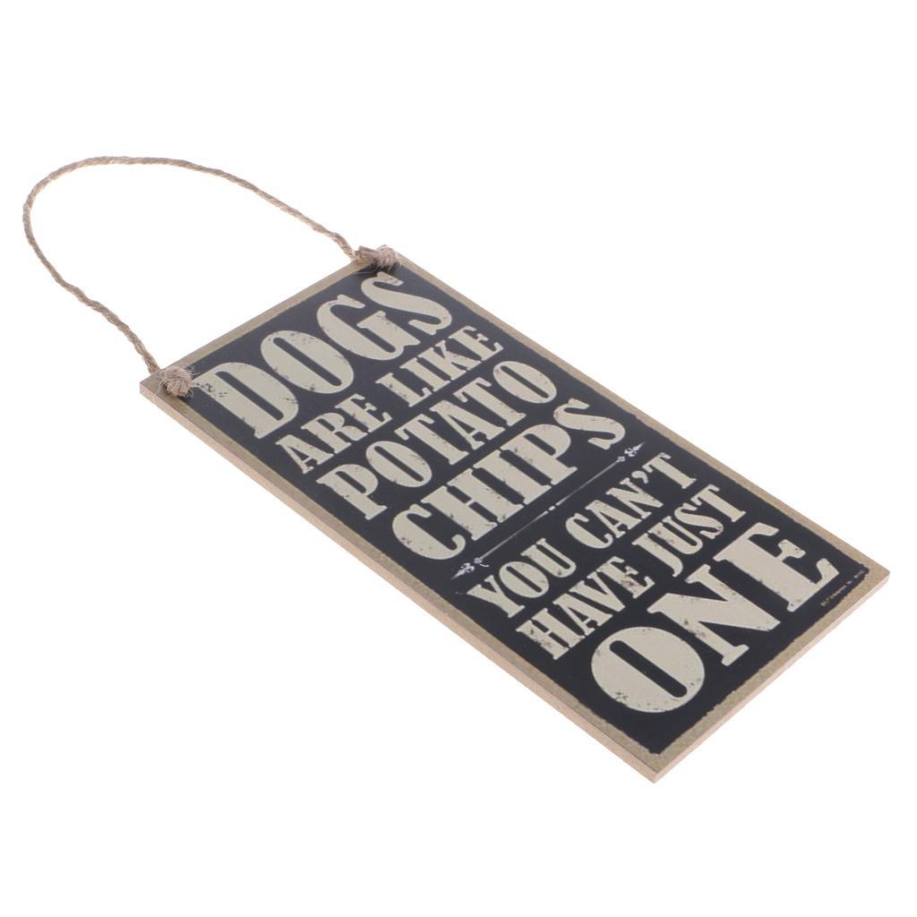 Maxbell Vintage Dogs are like Potato Chips Board Plaque Quote Wooden Board Hanging Plaque - Aladdin Shoppers