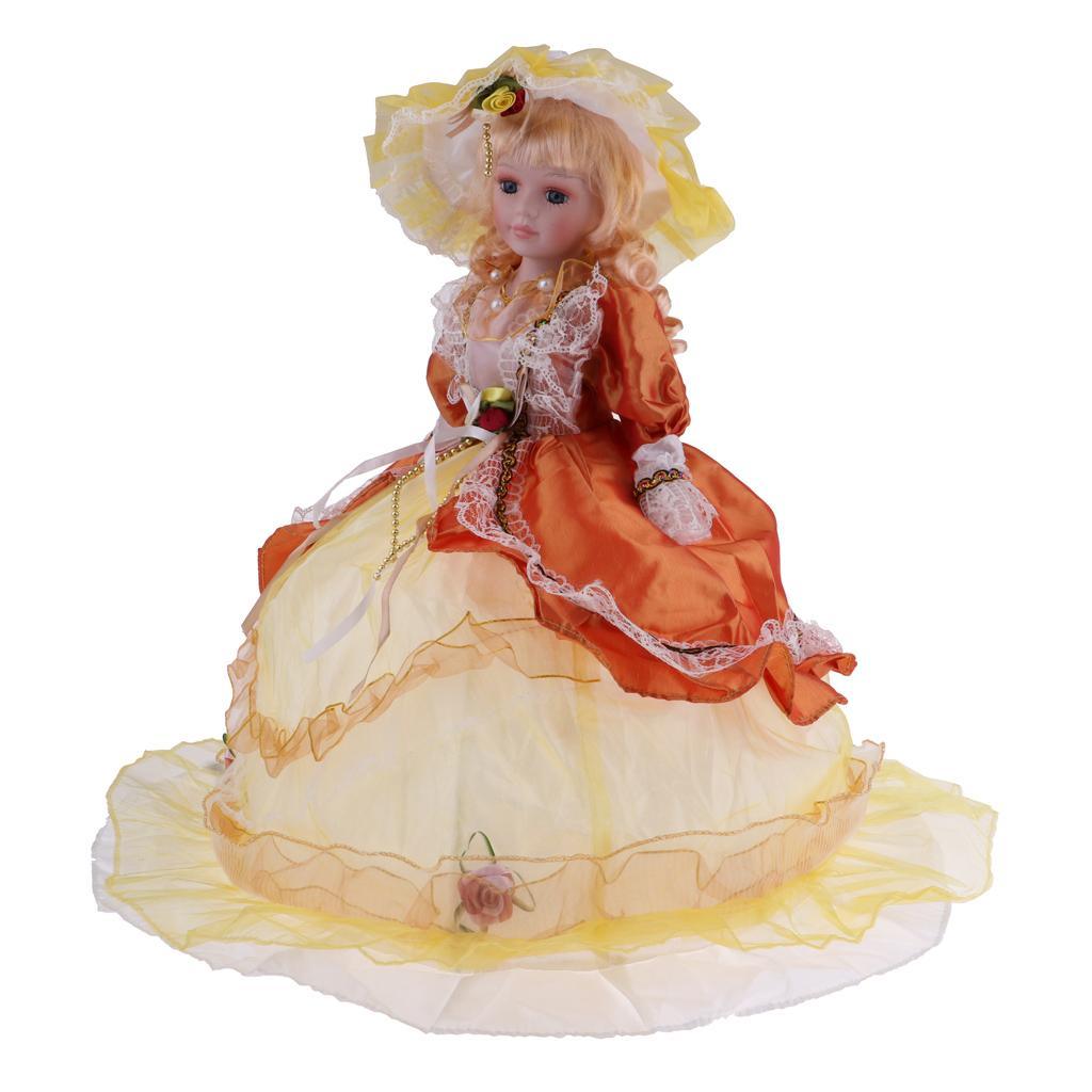 Maxbell Vintage Elegant Victorian Porcelain Doll Splicing Doll 18inch Yellow Dress - Aladdin Shoppers