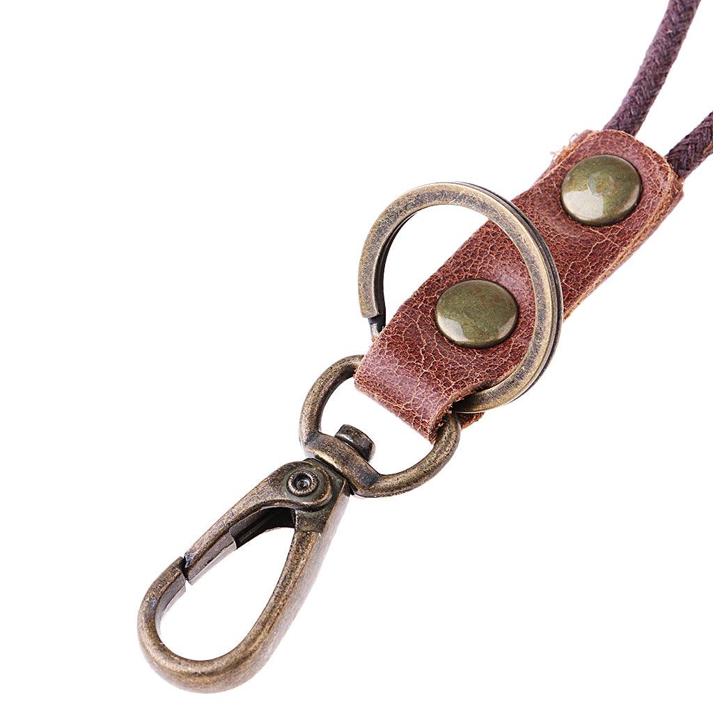 Maxbell Vintage Leather Lanyard Neck Wrist Strap ID Card Badge Phone Key Holder 15cm Finger strap - Aladdin Shoppers
