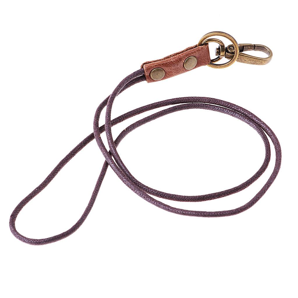 Maxbell Vintage Leather Lanyard Neck Wrist Strap ID Card Badge Phone Key Holder 49cm Neck strap - Aladdin Shoppers