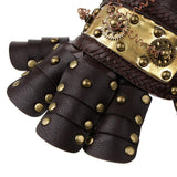 Maxbell Vintage Steampunk Rivets PU Leather Arm Band Gold Metal Arm Cuff Gloves Costume Prop - Aladdin Shoppers