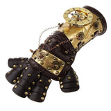 Maxbell Vintage Steampunk Rivets PU Leather Arm Band Gold Metal Arm Cuff Gloves Costume Prop - Aladdin Shoppers