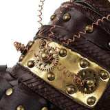 Maxbell Vintage Steampunk Rivets PU Leather Arm Band Gold Metal Arm Cuff Gloves Costume Prop - Aladdin Shoppers