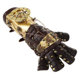 Maxbell Vintage Steampunk Rivets PU Leather Arm Band Gold Metal Arm Cuff Gloves Costume Prop - Aladdin Shoppers