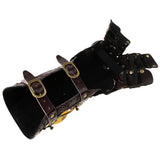 Maxbell Vintage Steampunk Rivets PU Leather Arm Band Gold Metal Arm Cuff Gloves Costume Prop - Aladdin Shoppers