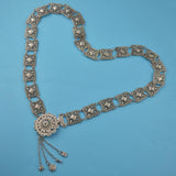 Maxbell Vintage Turkish Geometric Square Carved Waist Belt Silver Belly Body Chain - Aladdin Shoppers