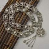 Maxbell Vintage Turkish Geometric Square Carved Waist Belt Silver Belly Body Chain - Aladdin Shoppers