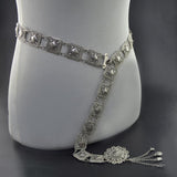 Maxbell Vintage Turkish Geometric Square Carved Waist Belt Silver Belly Body Chain - Aladdin Shoppers