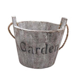Maxbell Vintage Wood Bucket Shabby Chic Flower Pots Garden Planter Pot Round Brown - Aladdin Shoppers