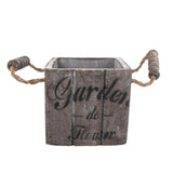 Maxbell Vintage Wood Bucket Shabby Chic Flower Pots Garden Planter Pot Square Brown - Aladdin Shoppers