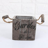 Maxbell Vintage Wood Bucket Shabby Chic Flower Pots Garden Planter Pot Square Brown - Aladdin Shoppers