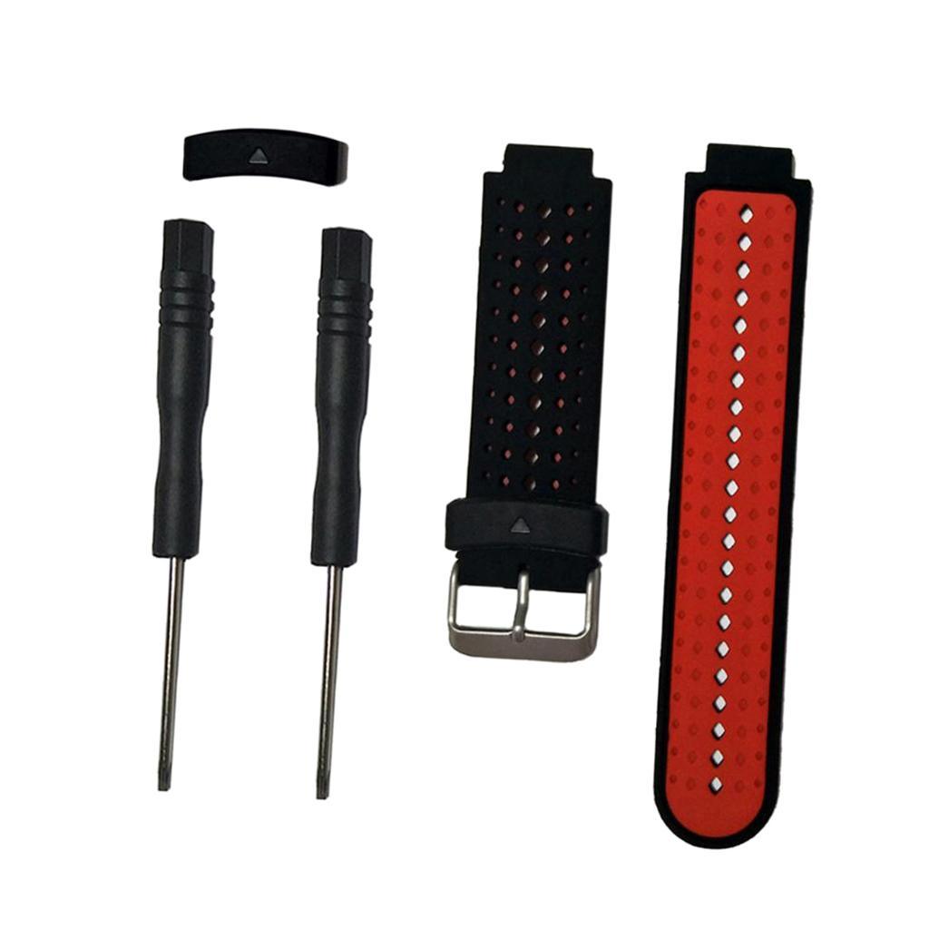 Maxbell Watch Band Strap for Garmin Forerunner 220 230 235 620 Black Red