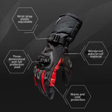 Maxbell Waterproof Motorcycle Motobike Scooter Leather Sports Long Gloves Red L - Aladdin Shoppers
