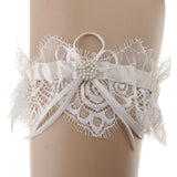 Maxbell Wedding Bridal Lace Garter Pearls Rhinestone Satin Bow Garter Gift Favors - Aladdin Shoppers
