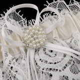 Maxbell Wedding Bridal Lace Garter Pearls Rhinestone Satin Bow Garter Gift Favors - Aladdin Shoppers