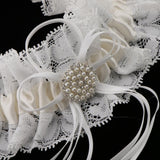 Maxbell Wedding Bridal Lace Pearls Garter w/ Bowknot Trim Hen Night Party Dress - Aladdin Shoppers