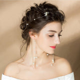 Maxbell Wedding Bridal Party Pearl Hair Band Headband Hair Accessories Eardrop Set - Aladdin Shoppers