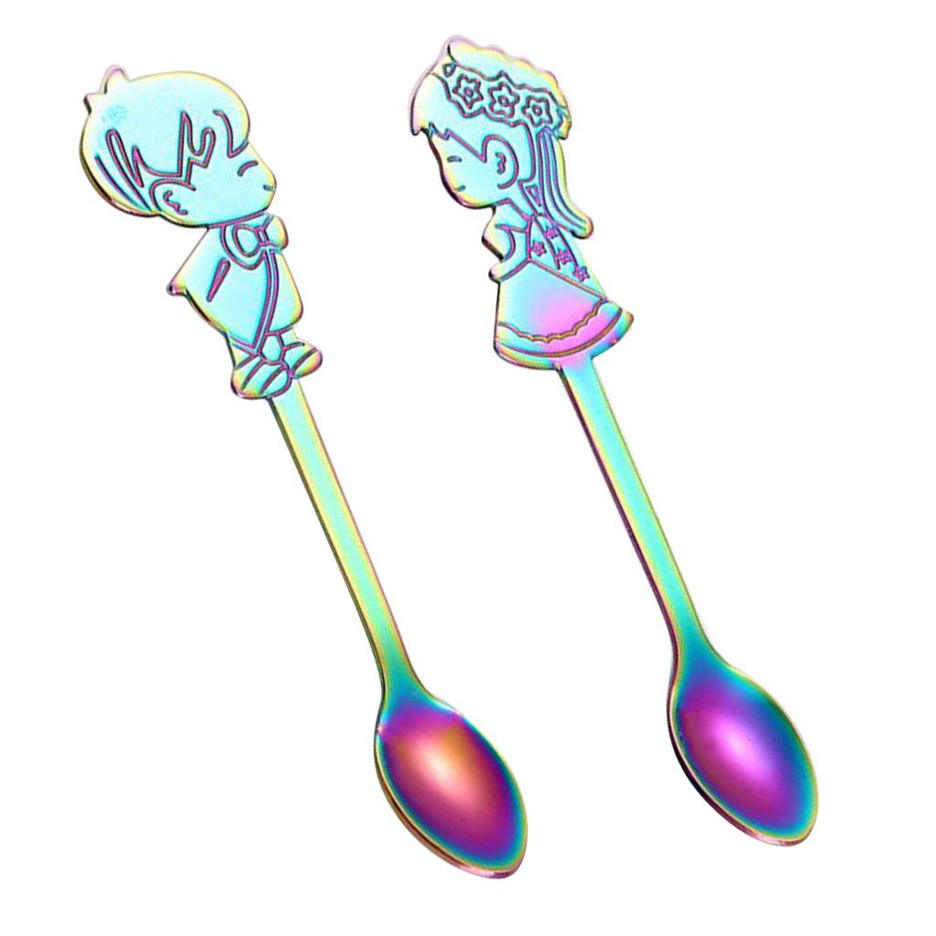 Maxbell Wedding Party Stainless Steel Coffee Teaspoons Dessert Soup Spoon Colorful - Aladdin Shoppers
