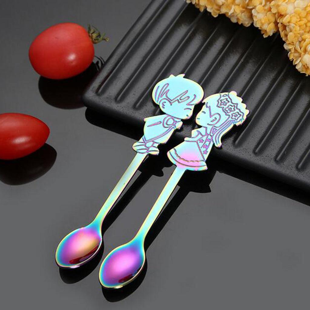 Maxbell Wedding Party Stainless Steel Coffee Teaspoons Dessert Soup Spoon Colorful - Aladdin Shoppers