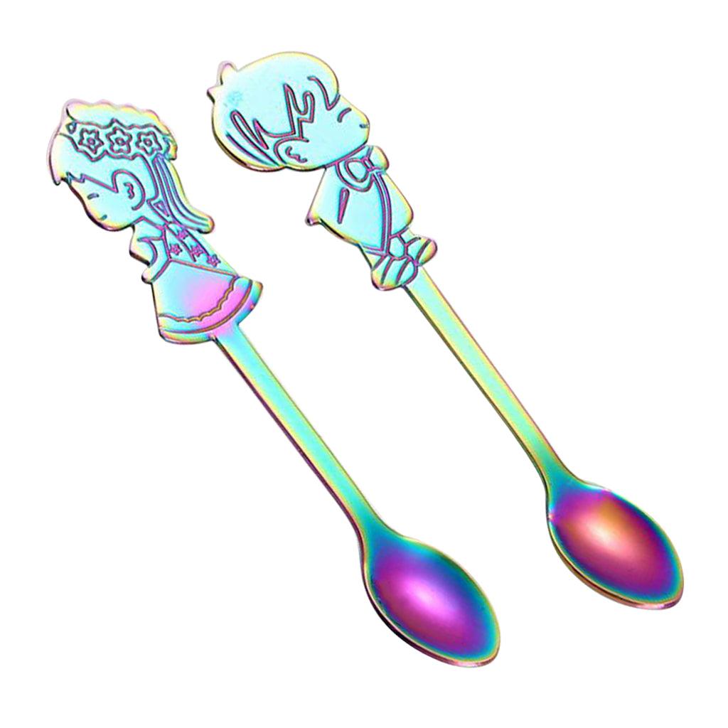 Maxbell Wedding Party Stainless Steel Coffee Teaspoons Dessert Soup Spoon Colorful - Aladdin Shoppers