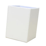 Maxbell White Plain Square Leather Pen Container Brush Pot Tabletop Storage Box - Aladdin Shoppers
