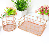 Maxbell Wire Storage Basket Bin Organizer Holder for Kithen Bathroom Rose Gold L - Aladdin Shoppers