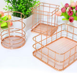 Maxbell Wire Storage Basket Bin Organizer Holder for Kithen Bathroom Rose Gold L - Aladdin Shoppers