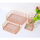 Maxbell Wire Storage Basket Bin Organizer Holder for Kithen Bathroom Rose Gold L - Aladdin Shoppers