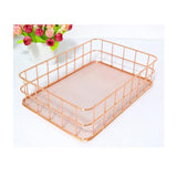 Maxbell Wire Storage Basket Bin Organizer Holder for Kithen Bathroom Rose Gold L - Aladdin Shoppers