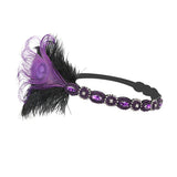 Maxbell Woman Elastic Feather Headband Party Rhinestone Forehead Decor Purple - Aladdin Shoppers