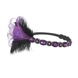 Maxbell Woman Elastic Feather Headband Party Rhinestone Forehead Decor Purple - Aladdin Shoppers