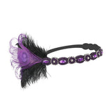 Maxbell Woman Elastic Feather Headband Party Rhinestone Forehead Decor Purple - Aladdin Shoppers