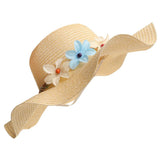 Maxbell Women Beach Derby Cap Floppy Fold Sun Straw Hat four little flowers beige - Aladdin Shoppers