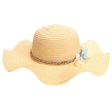 Maxbell Women Beach Derby Cap Floppy Fold Sun Straw Hat four little flowers beige - Aladdin Shoppers