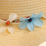 Maxbell Women Beach Derby Cap Floppy Fold Sun Straw Hat four little flowers beige - Aladdin Shoppers