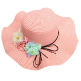 Maxbell Women Beach Derby Cap Floppy Fold Sun Straw Hat four little flowers pink - Aladdin Shoppers