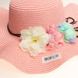 Maxbell Women Beach Derby Cap Floppy Fold Sun Straw Hat four little flowers pink - Aladdin Shoppers