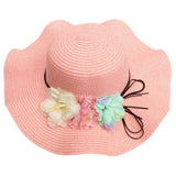 Maxbell Women Beach Derby Cap Floppy Fold Sun Straw Hat four little flowers pink - Aladdin Shoppers