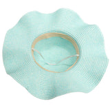 Maxbell Women Beach Derby Cap Floppy Fold Sun Straw Hat four little flowers sky blue - Aladdin Shoppers