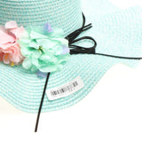 Maxbell Women Beach Derby Cap Floppy Fold Sun Straw Hat four little flowers sky blue - Aladdin Shoppers