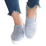 Maxbell Women Casual Hollow Canvas Loafer Flats SlipOn Walking Shoes Sneaker 41 Blue - Aladdin Shoppers