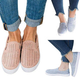 Maxbell Women Casual Hollow Canvas Loafer Flats SlipOn Walking Shoes Sneaker 41 Blue - Aladdin Shoppers