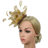 Maxbell Women Flower Fascinator Hat 1920s Gatsby Bridal Headband Cocktail Party golden - Aladdin Shoppers