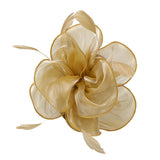 Maxbell Women Flower Fascinator Hat 1920s Gatsby Bridal Headband Cocktail Party golden - Aladdin Shoppers