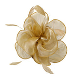 Maxbell Women Flower Fascinator Hat 1920s Gatsby Bridal Headband Cocktail Party golden - Aladdin Shoppers