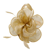 Maxbell Women Flower Fascinator Hat 1920s Gatsby Bridal Headband Cocktail Party golden - Aladdin Shoppers