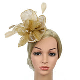 Maxbell Women Flower Fascinator Hat 1920s Gatsby Bridal Headband Cocktail Party golden - Aladdin Shoppers