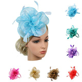 Maxbell Women Flower Fascinator Hat 1920s Gatsby Bridal Headband Cocktail Party light blue - Aladdin Shoppers