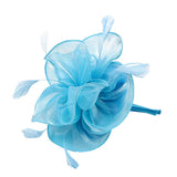 Maxbell Women Flower Fascinator Hat 1920s Gatsby Bridal Headband Cocktail Party light blue - Aladdin Shoppers