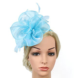 Maxbell Women Flower Fascinator Hat 1920s Gatsby Bridal Headband Cocktail Party light blue - Aladdin Shoppers